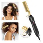 Experience Luxury Styling with Flat Iron Heated Hotcombs hot comb - Gold black