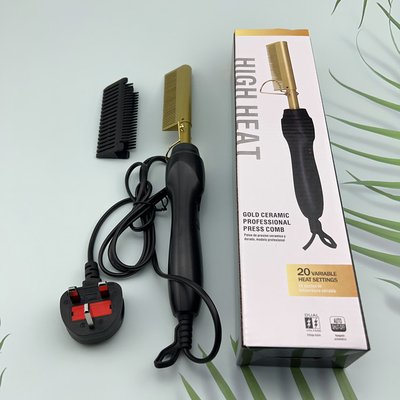 Heat Resistant Styling 80-210 Degrees Flat Iron Heated Hotcombs with Gold Black